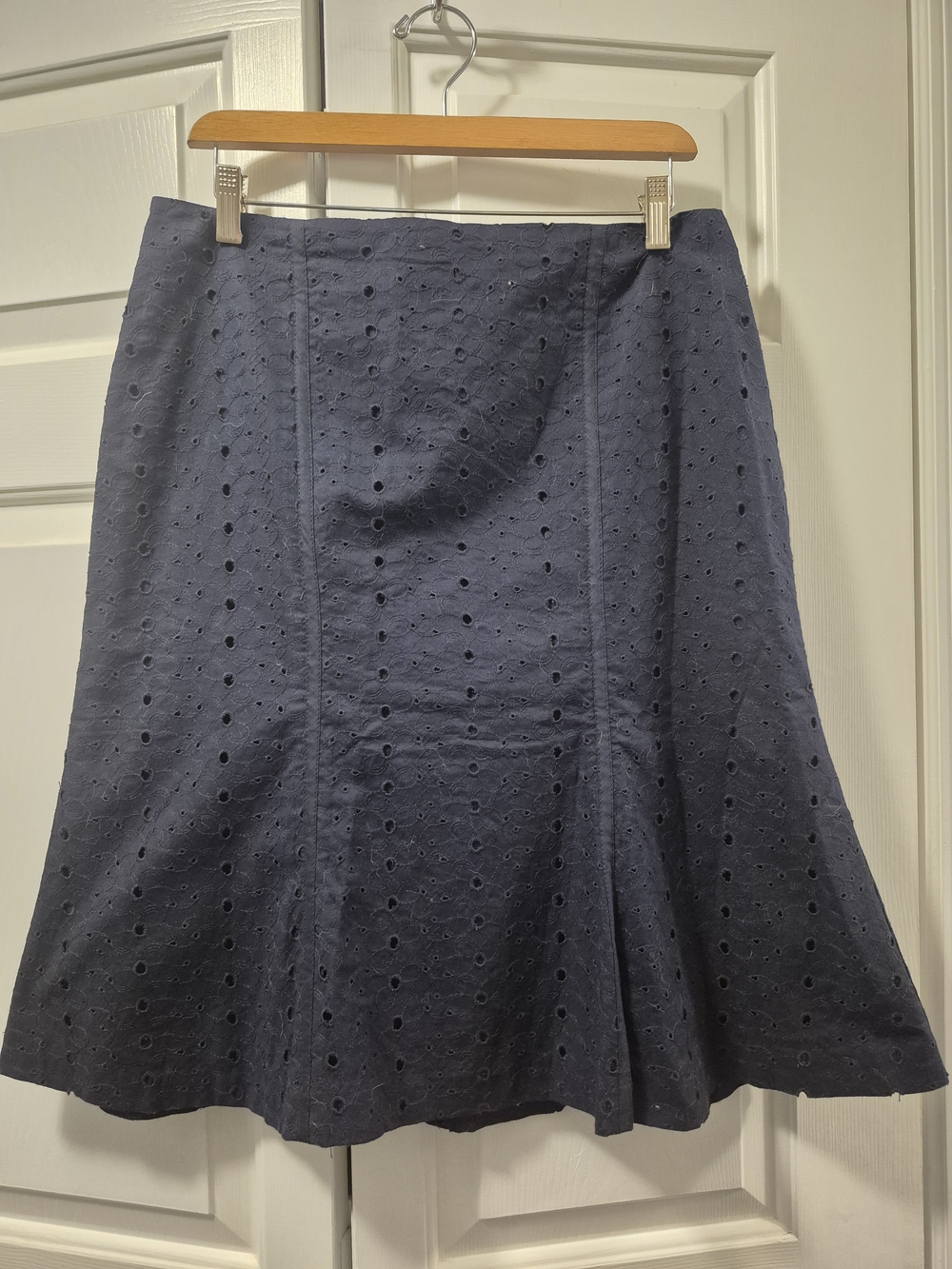 Women's Navy Eyelet A-Line Skirt, Sz 12